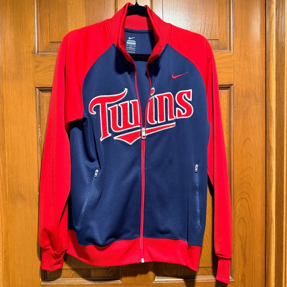 Nike MLB Minnesota Twins Track Jacket Mens Medium Navy Red Full Zip Embroidered